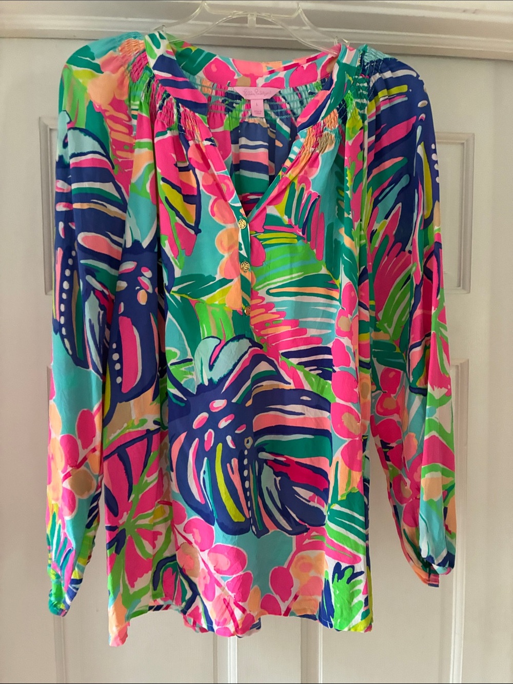 Lilly Pulitzer Multicolor Tropical Tunic - Pink Blue Green.  Sz.L